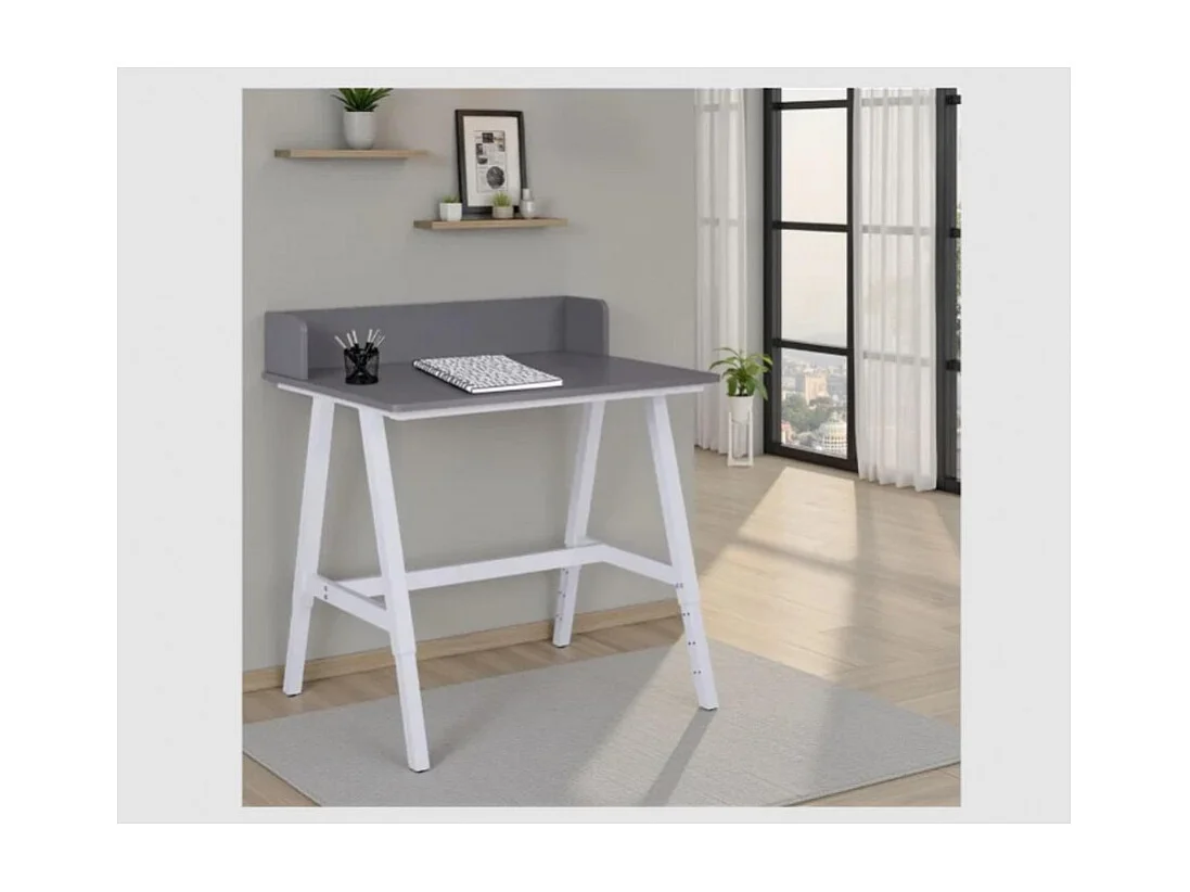 Bureau réglable pour enfant à structure métallique, coloris Gris/Blanc - Longueur 80 x Profondeur 60 x Hauteur 85 cm