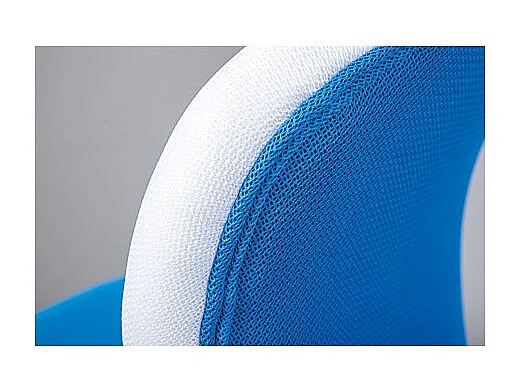 Chaise de Bureau Enfant Pivotante à Roulettes avec assise rembourrée, coloris Bleu / blanc - Longueur 52 x Profondeur 56 x Hauteur 103,5 cm