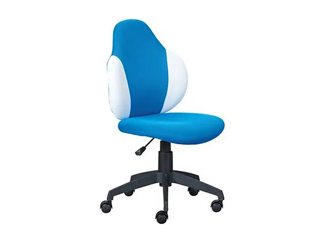 Chaise de Bureau Enfant Pivotante à Roulettes avec assise rembourrée, coloris Bleu / blanc - Longueur 52 x Profondeur 56 x Hauteur 103,5 cm