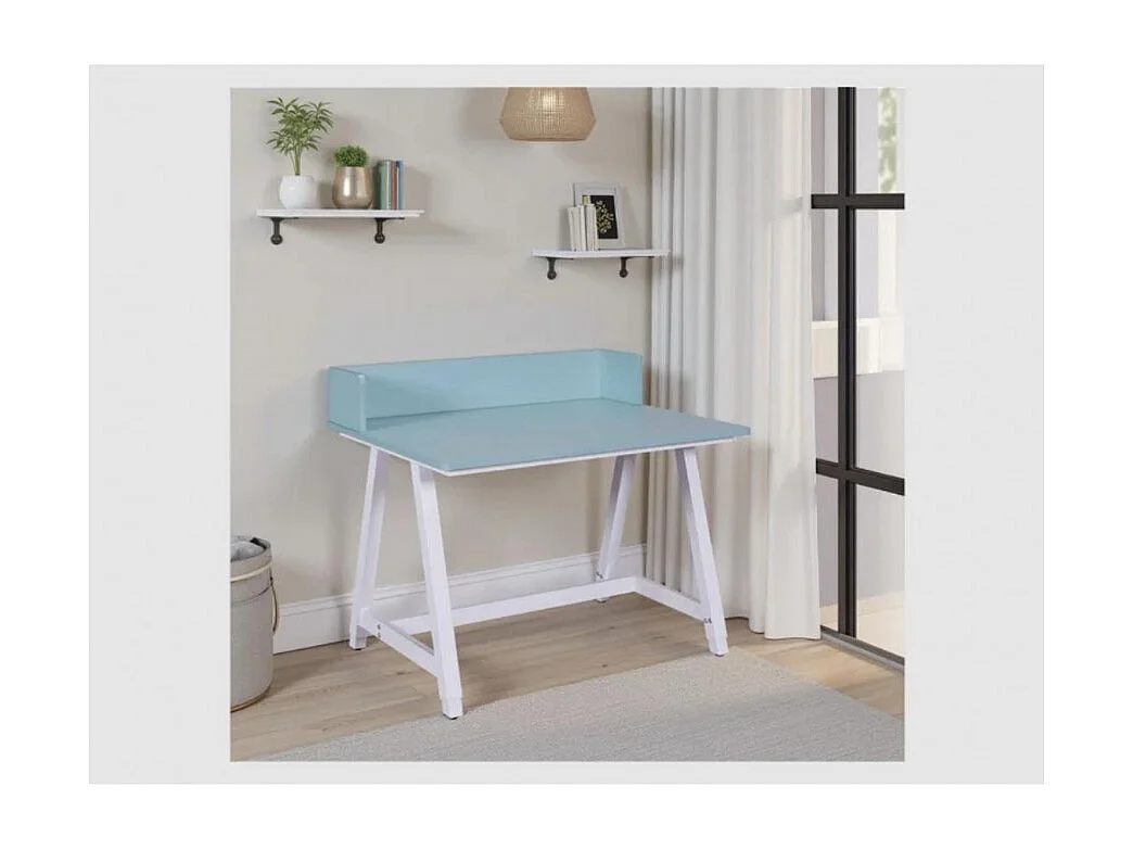 Bureau réglable pour enfant à structure métallique, coloris Bleu/Blanc - Longueur 80 x Profondeur 60 x Hauteur 85 cm