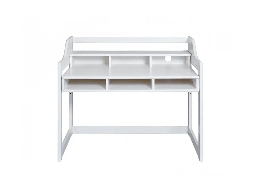 Bureau pour enfant avec 6 niches ouvertes de rangement , coloris blanc - Longueur 111,80 x Profondeur 68,30 x Hauteur 91 cm