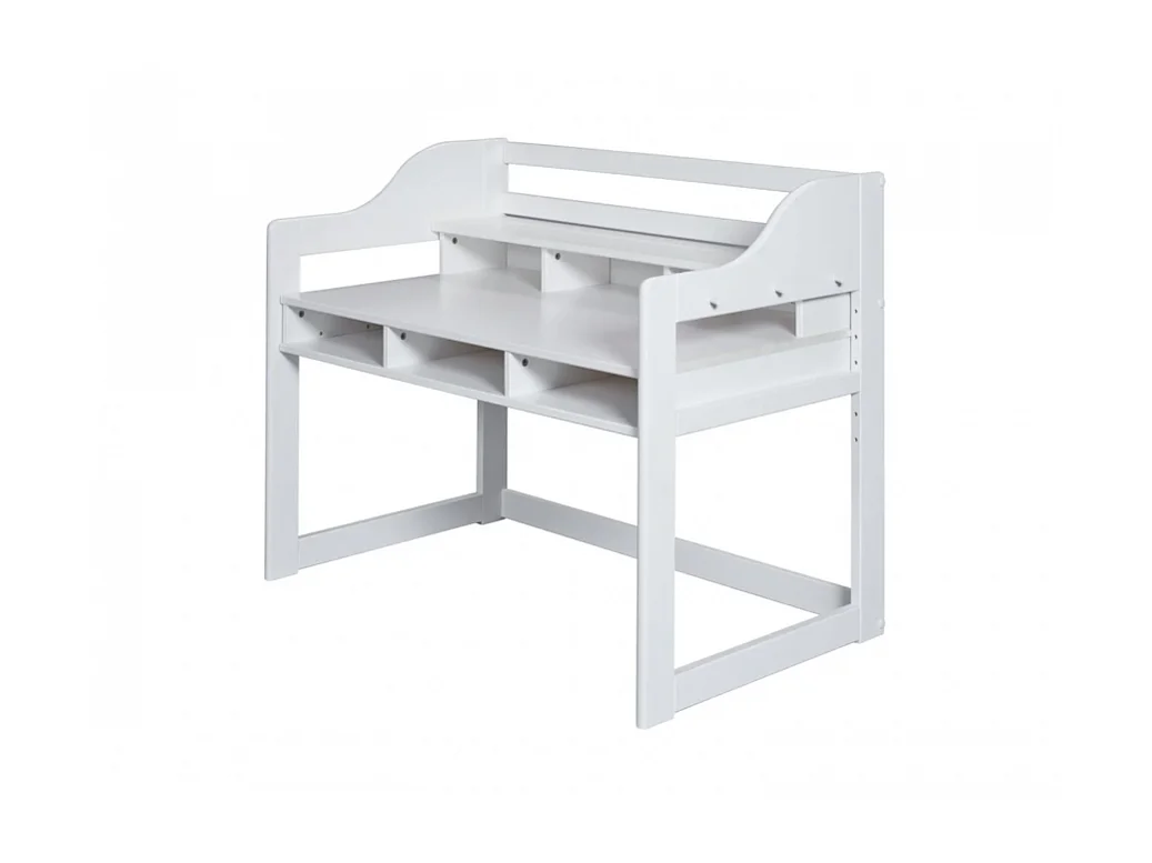 Bureau pour enfant avec 6 niches ouvertes de rangement , coloris blanc - Longueur 111,80 x Profondeur 68,30 x Hauteur 91 cm