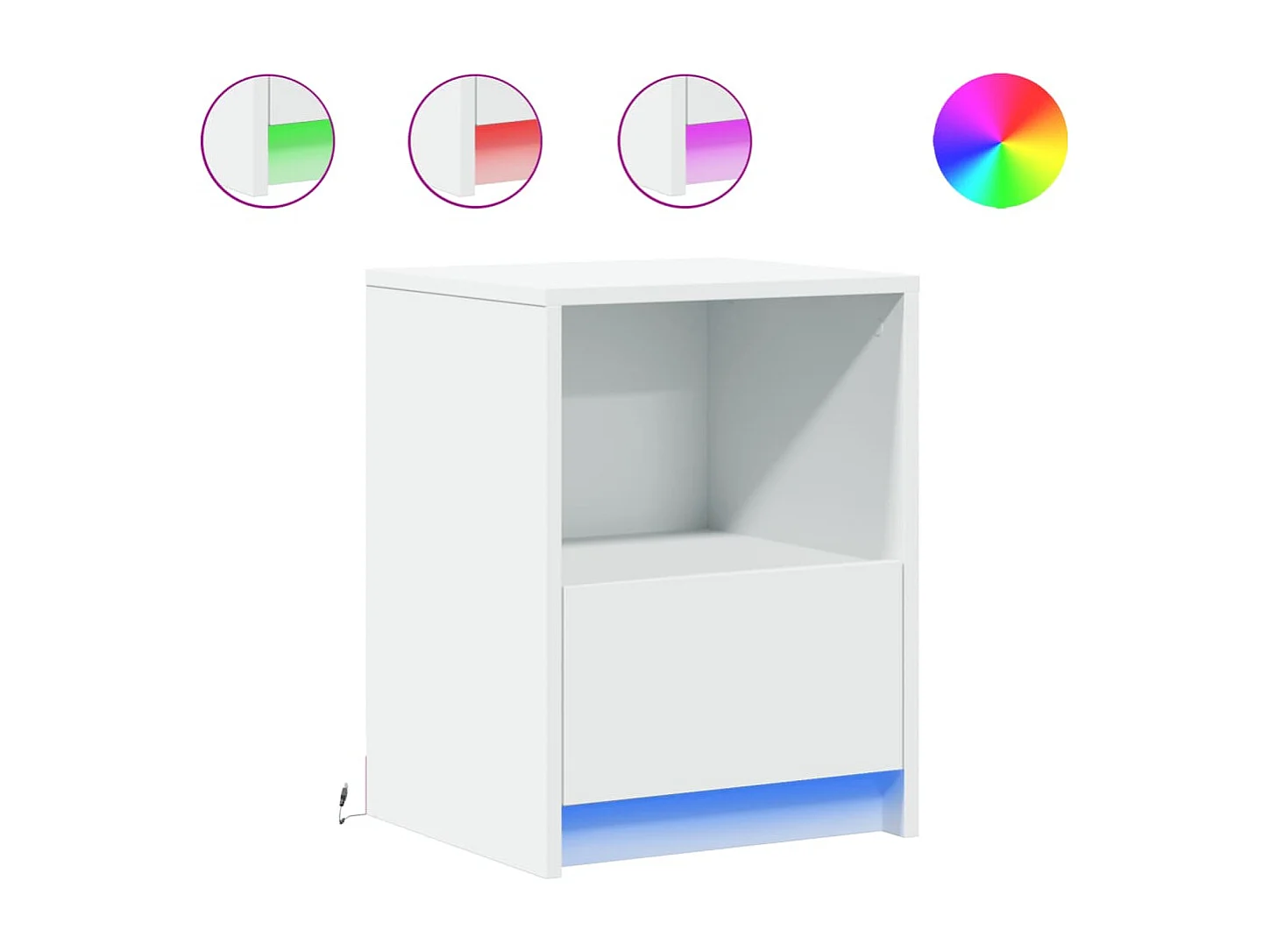 Armoire de chevet avec lumières LED blanc bois d'ingénierie