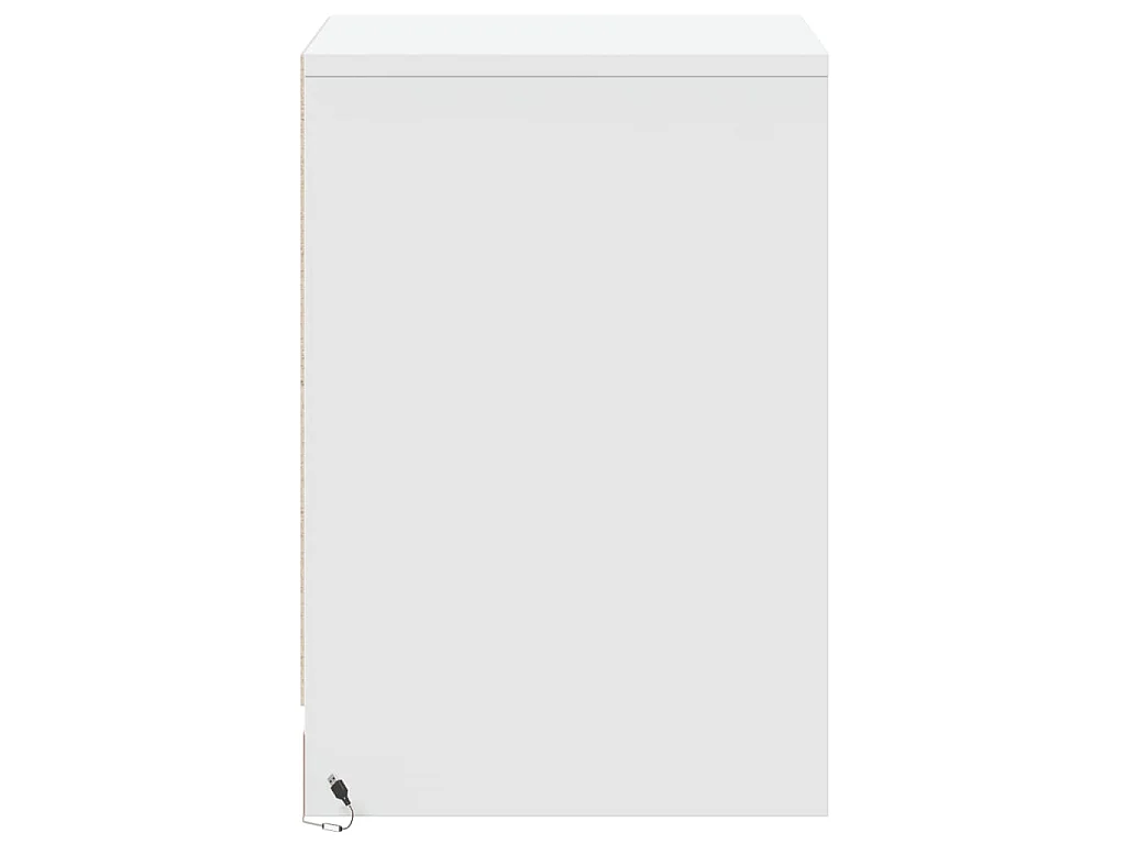 Mesita de noche con luces LED de tablero de madera blanca