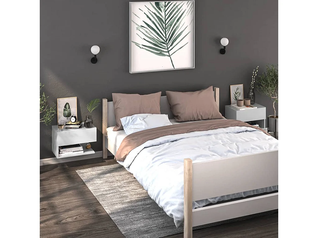 Table de chevet murale Blanc