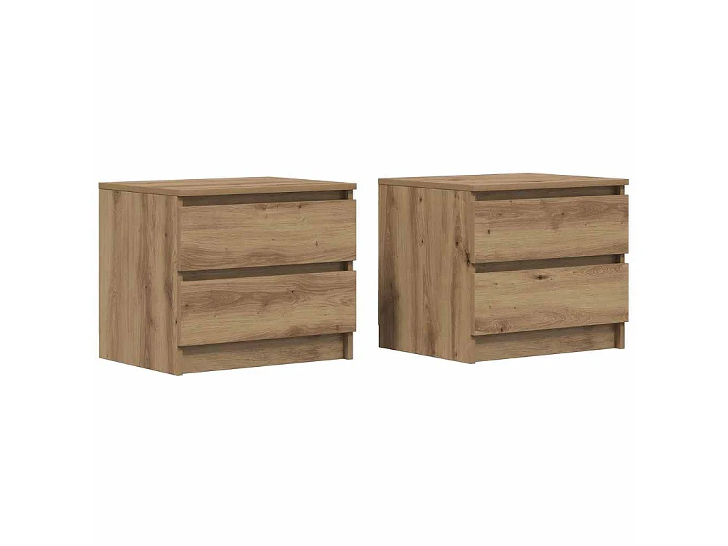 Tables de chevet 2 pièces chêne artisanal 50 x 40 x 43,5 cm panneau de bois