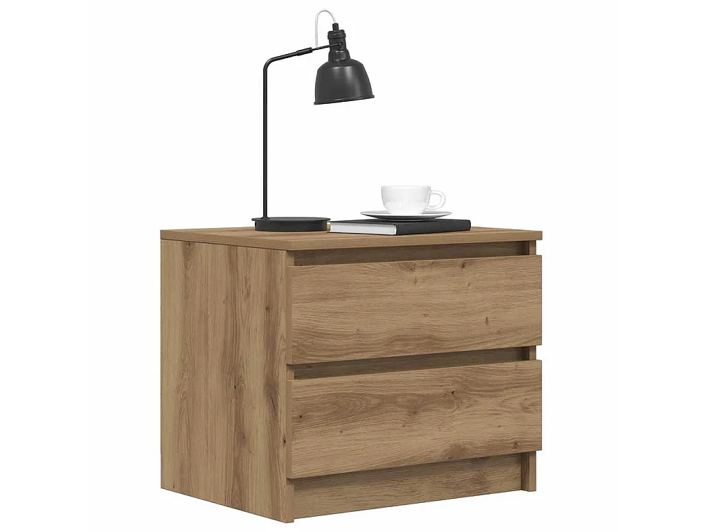 Tables de chevet 2 pièces chêne artisanal 50 x 40 x 43,5 cm panneau de bois