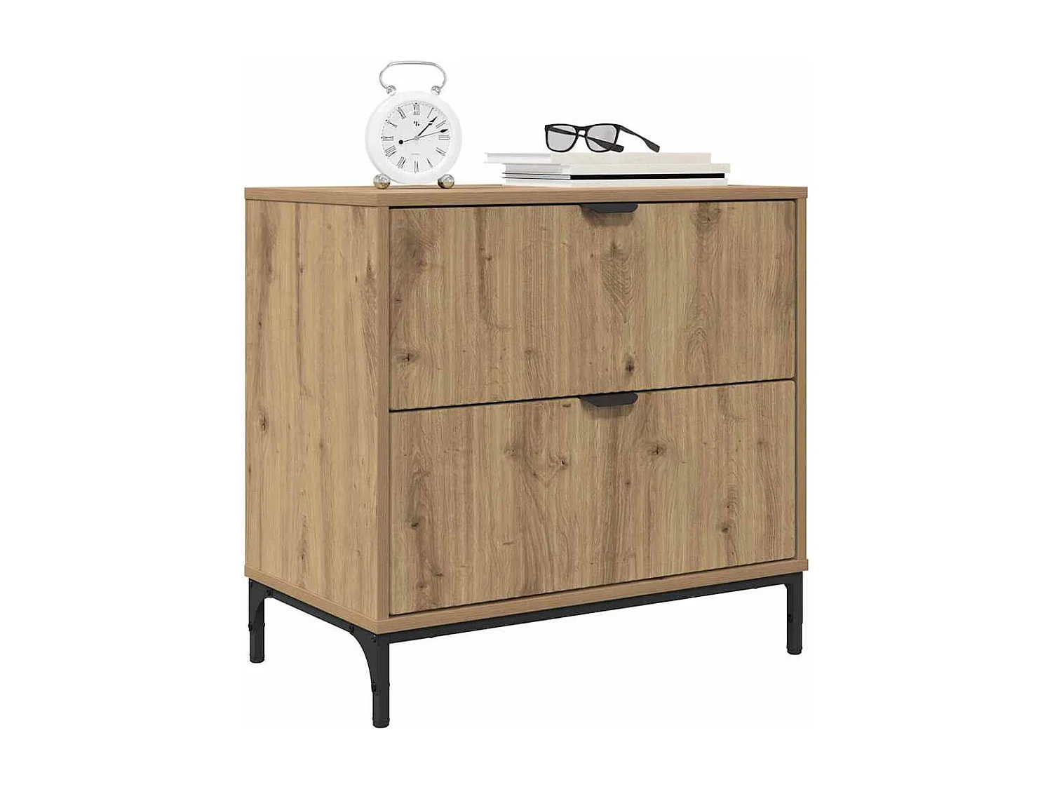 Table de chevet avec tiroir chêne artisanal 63,5 x 36 x 61 cm