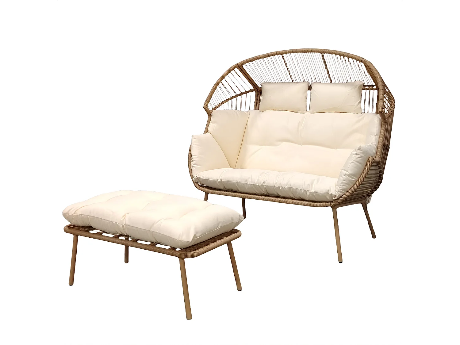 Cocona 2 Seat Standing Egg Chair and Stool