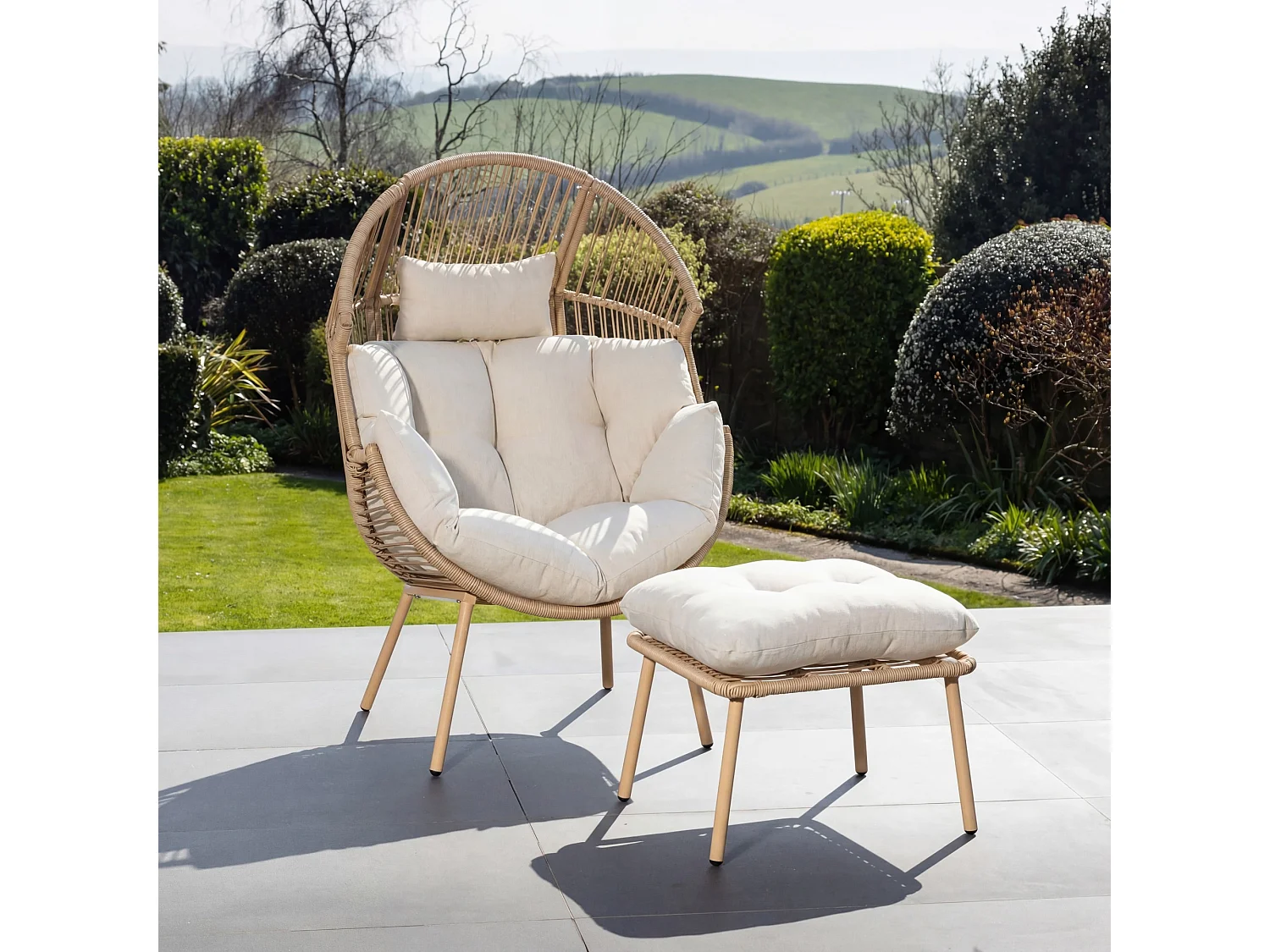 Nestara Standing Egg Chair and Stool