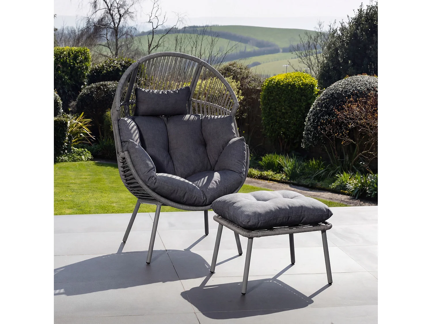 Nestara Standing Egg Chair and Stool