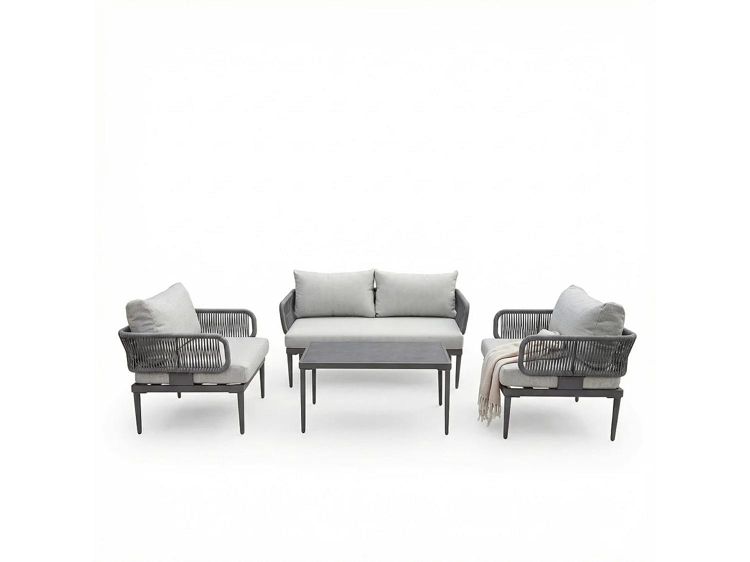 Soveria Outdoor Conversation Set - 2 Seat Sofa, 2 x Chairs + Table