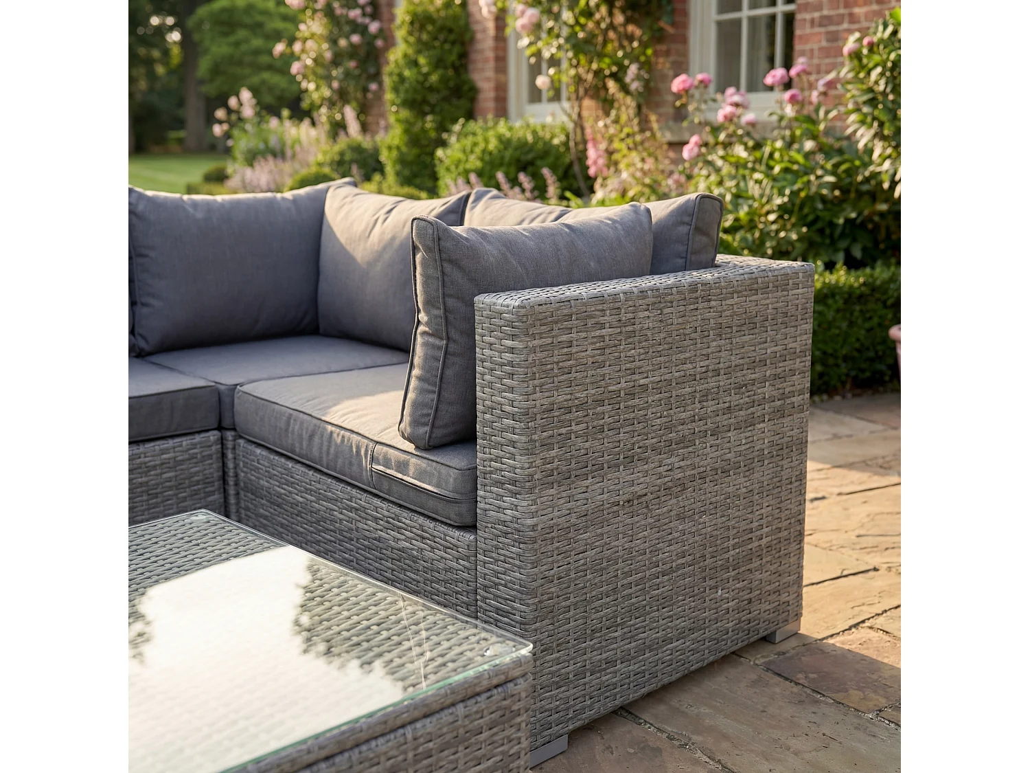 Oliena 10 Seat Modular Rattan Small U-Shape Garden Furniture