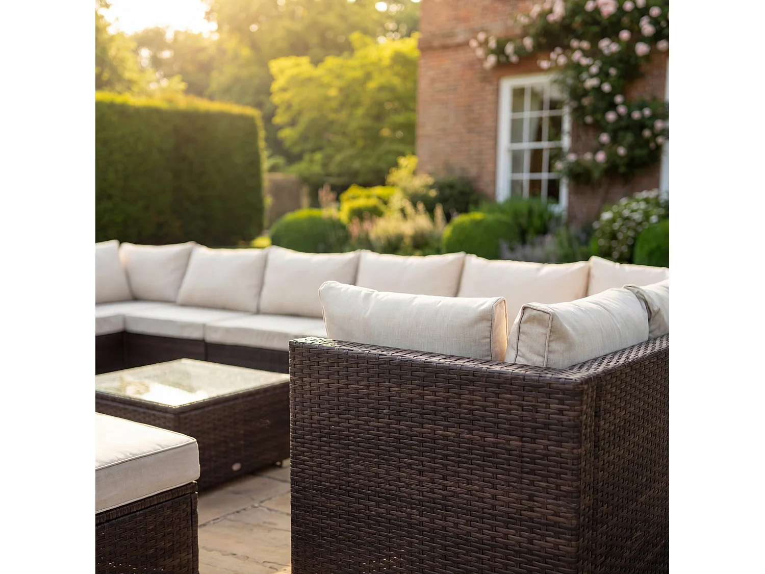Oliena 12 Seat Modular Rattan Large U-Shape Garden Furniture
