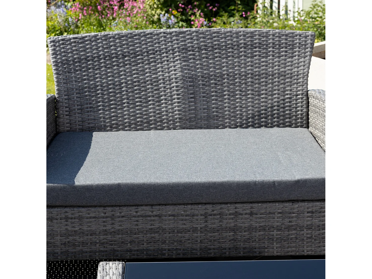Covea Dark Grey Rattan Lounge Set - 2 Seat Sofa, 2 x Chairs + Table