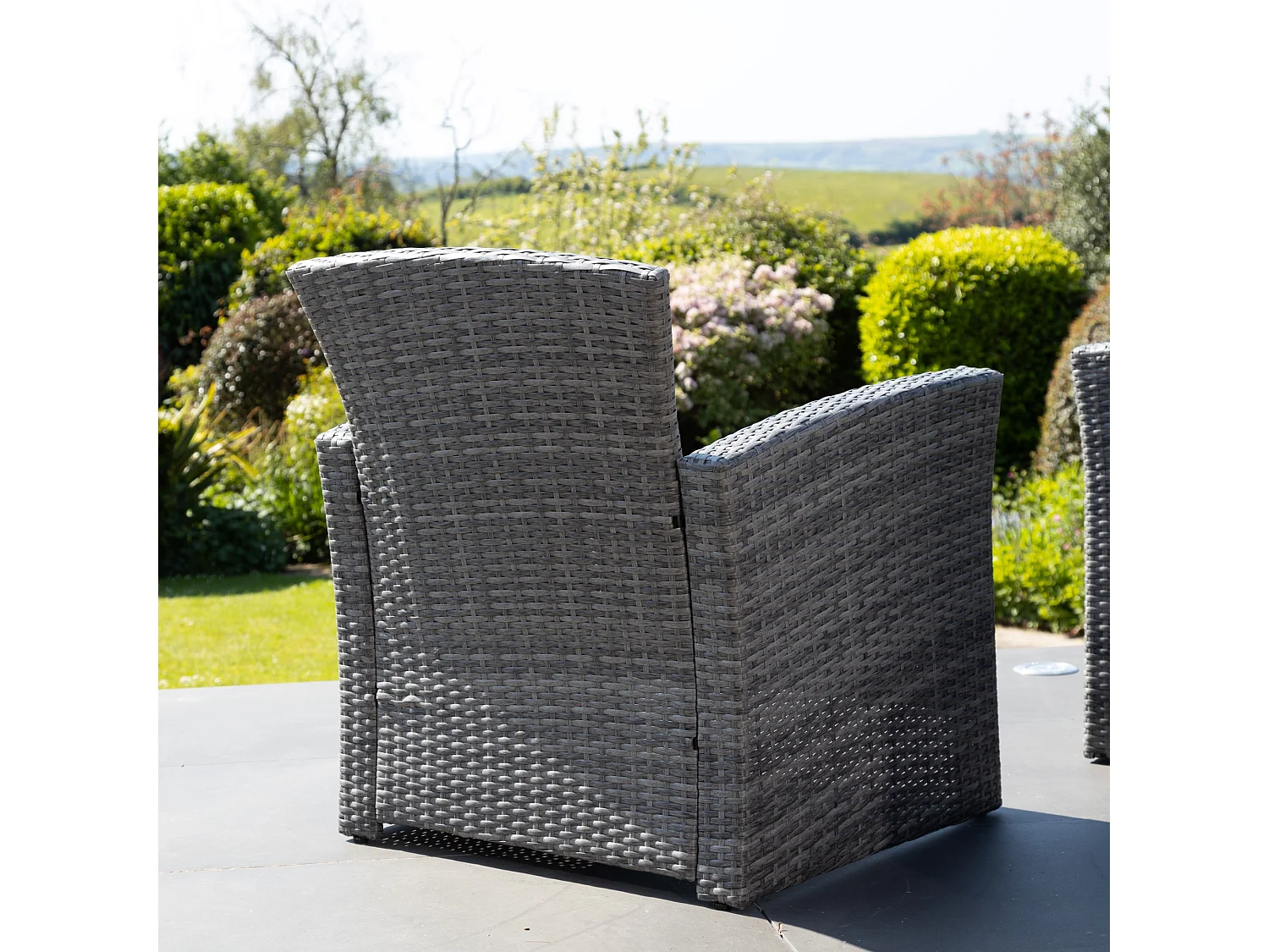 Covea Dark Grey Rattan Lounge Set - 2 Seat Sofa, 2 x Chairs + Table