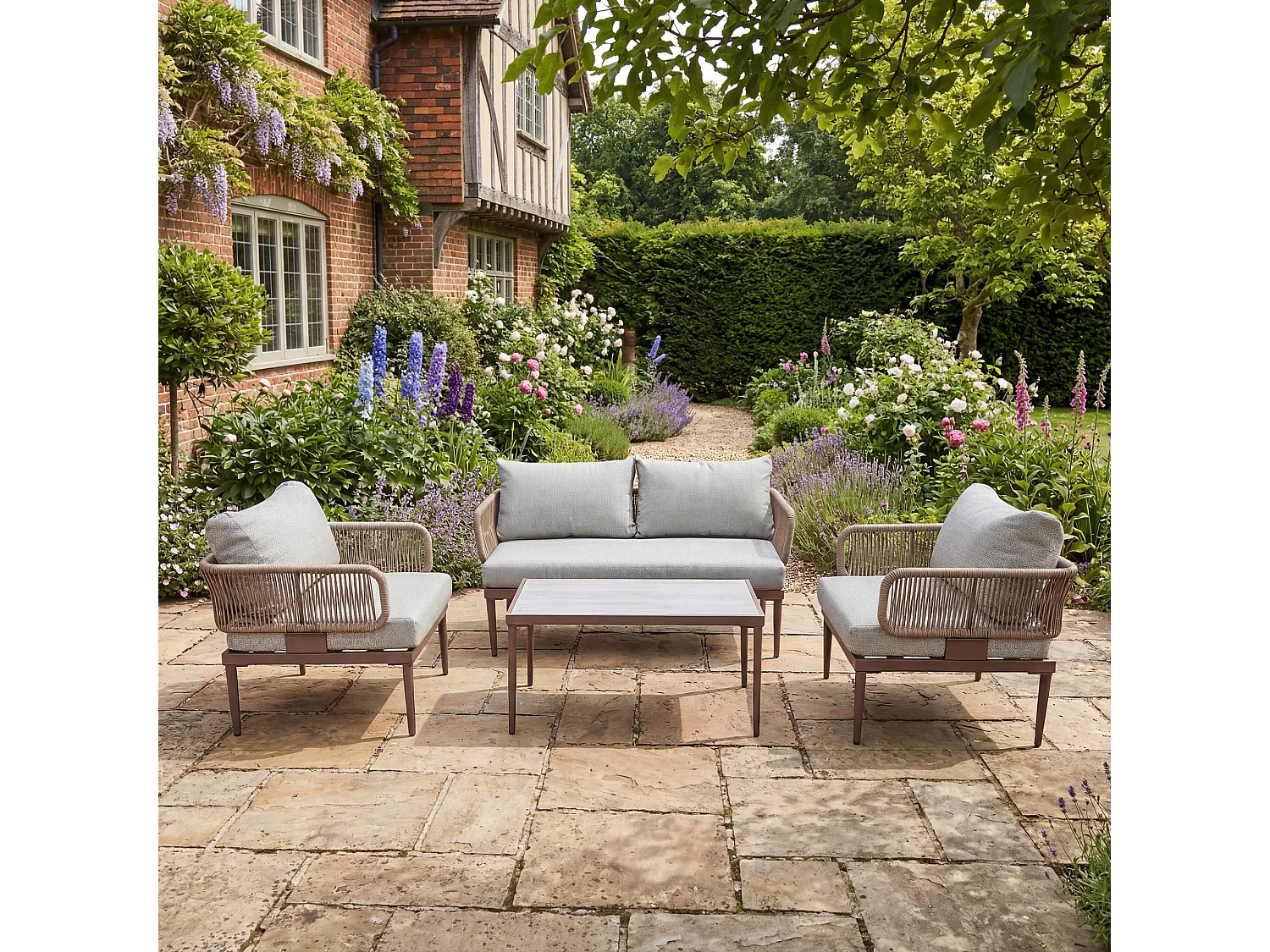 Soveria Outdoor Conversation Set - 2 Seat Sofa, 2 x Chairs + Table