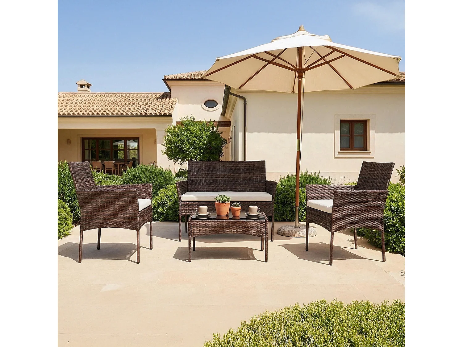 Corato 4-Seat Rattan Patio Set