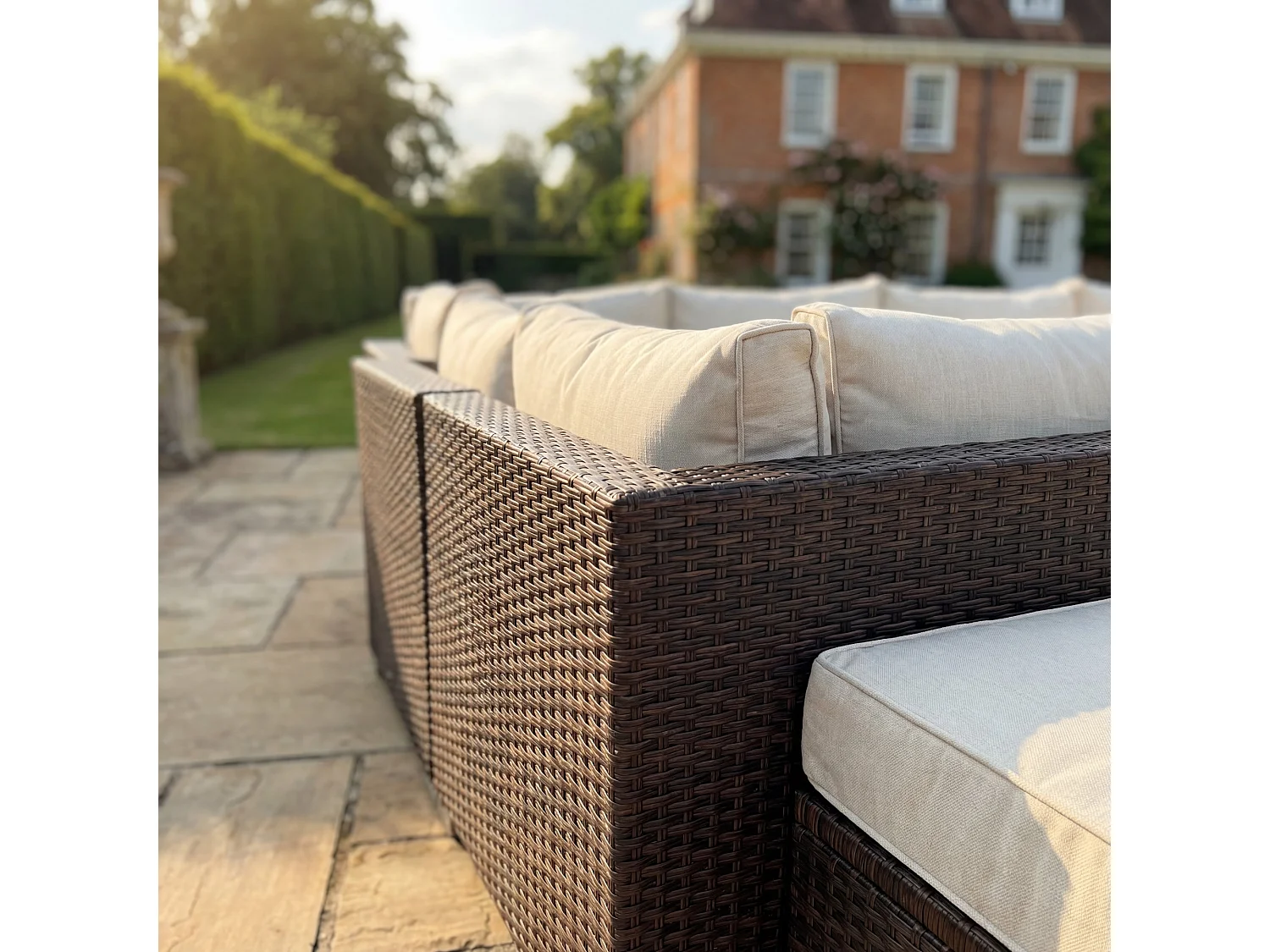Oliena 10 Seat Modular Rattan Small U-Shape Garden Furniture
