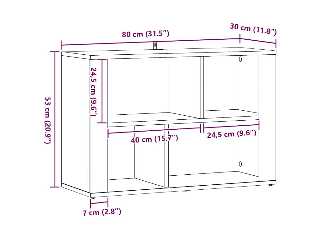 Vitrina de madera de ingeniería, roble artisan, para oficina, 80 × 30 × 53 cm