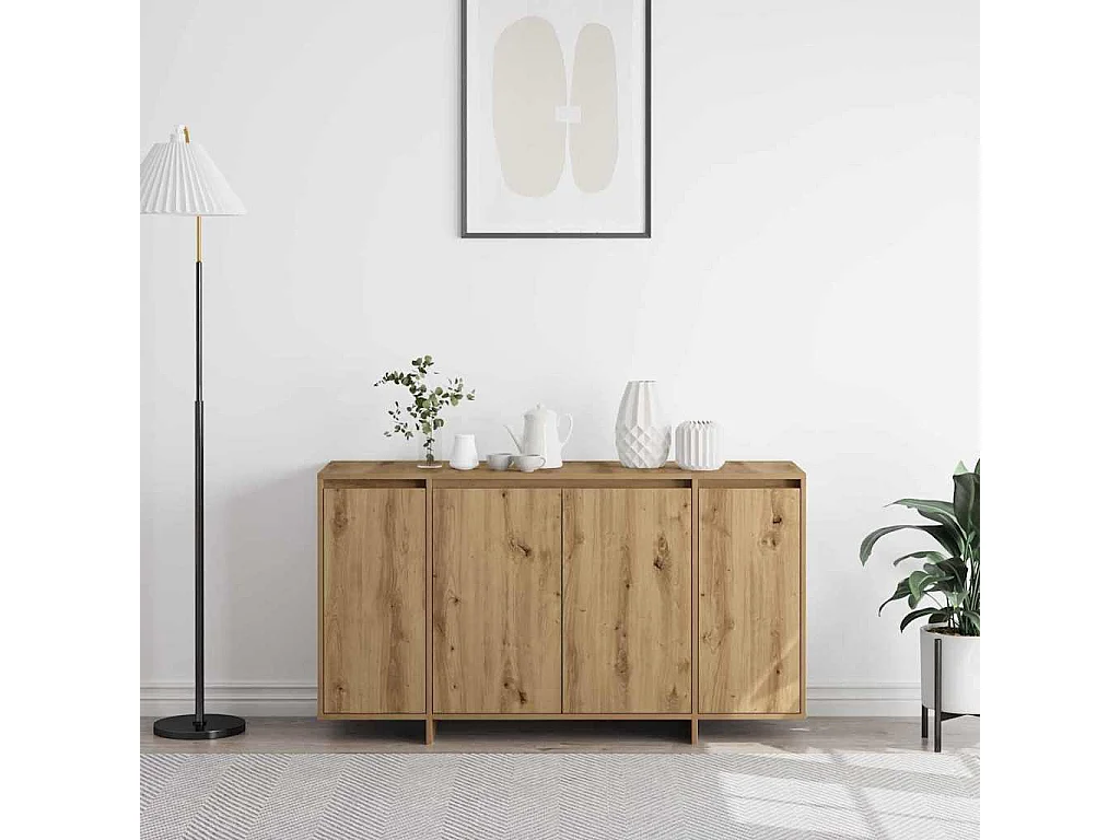 Aparador de tablero de madera de ingeniería roble artisan, 135 × 41 × 75 cm