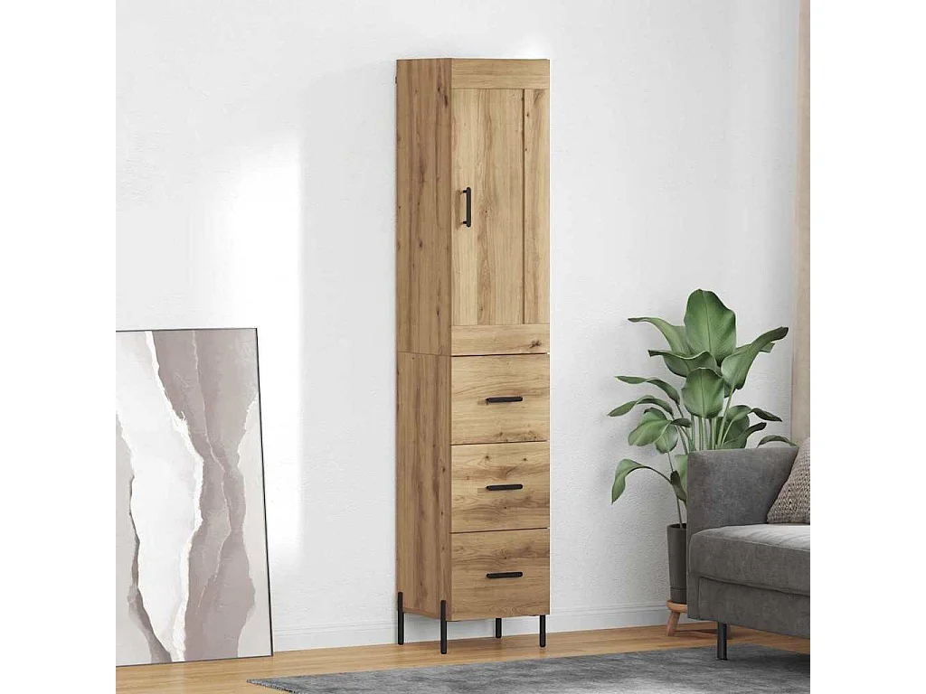 Haut Armoire avec tiroir Chêne artisanal 34,5 x 34 x 180 cm