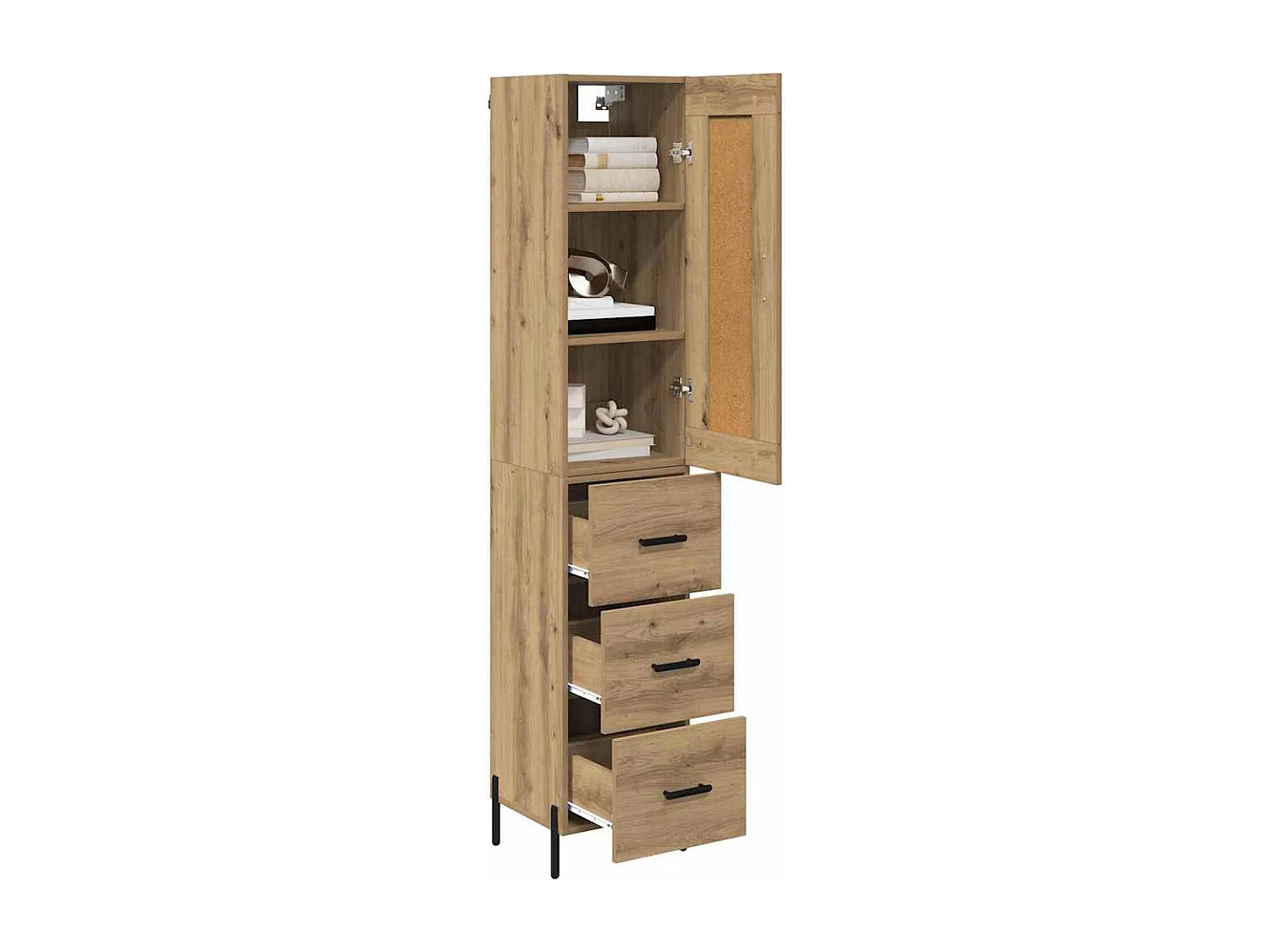 Haut Armoire avec tiroir Chêne artisanal 34,5 x 34 x 180 cm