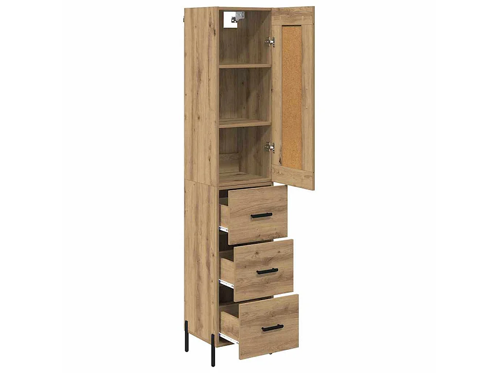 Alacena de madera de ingeniería, roble artisan, para baño, 34,5 × 34 × 180 cm