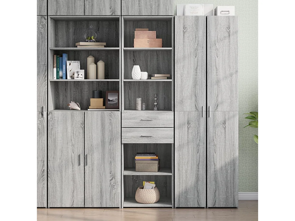 Buffet haut  gris 50x42,5x185 cm bois d'ingénierie