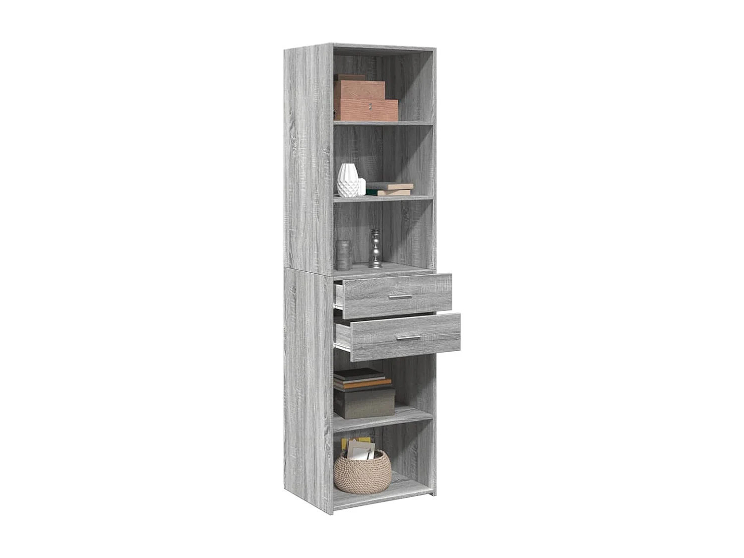 Buffet haut  gris 50x42,5x185 cm bois d'ingénierie