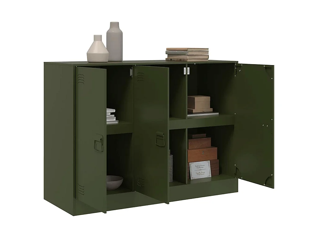 Buffet vert olive 99 x 39 x 73 cm acier