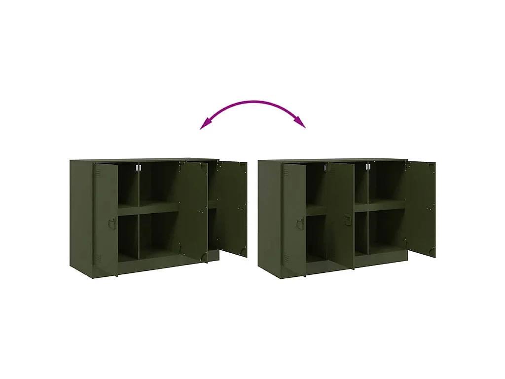 Buffet vert olive 99 x 39 x 73 cm acier