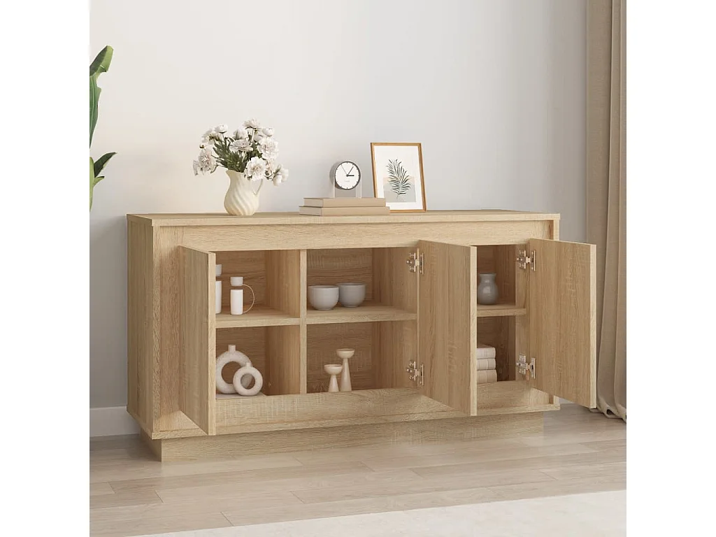 Aparador de madera contrachapada roble, para baño, 102 × 35 × 55 cm