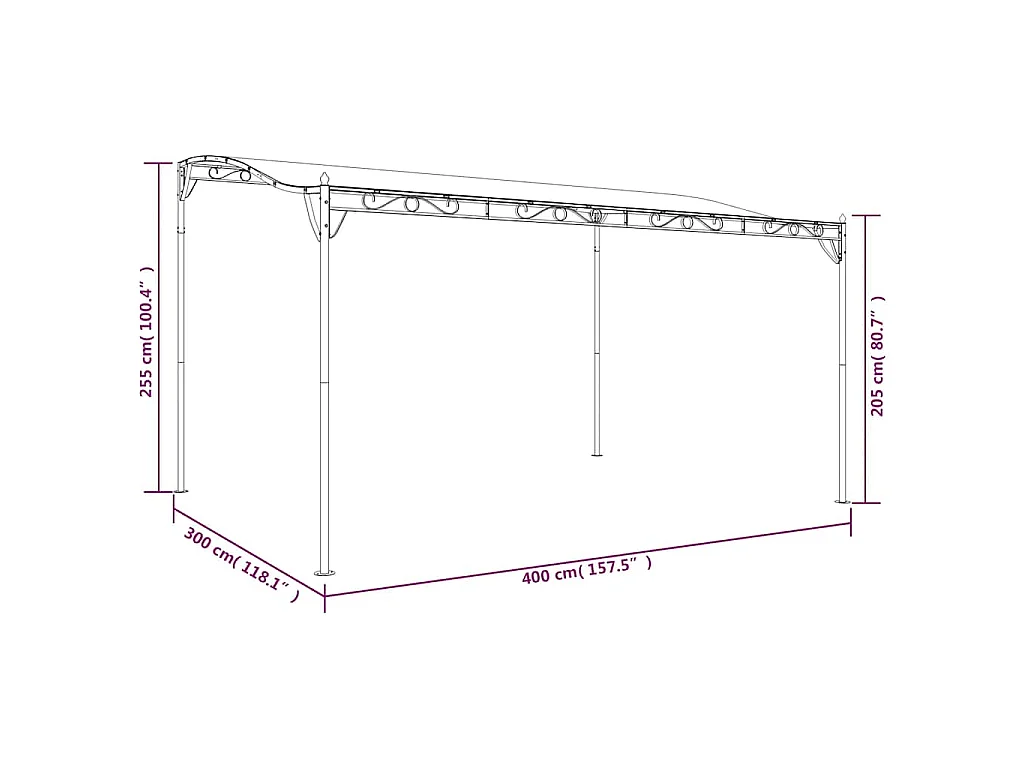 Stříška antracitová 4 x 3 m 180 g/m² textil a ocel
