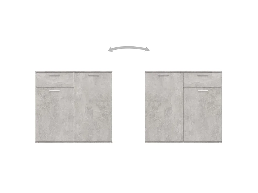 Buffet gris béton 160 x 36 x 75 cm panneau de bois