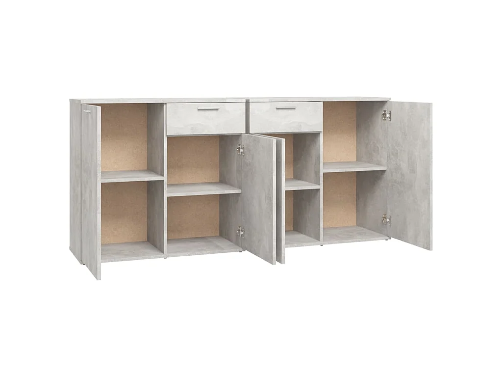 Buffet gris béton 160 x 36 x 75 cm panneau de bois