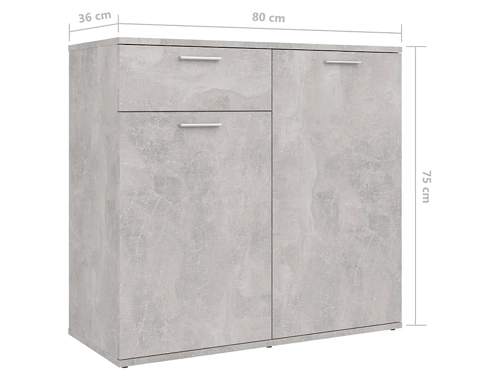 Buffet gris béton 160 x 36 x 75 cm panneau de bois