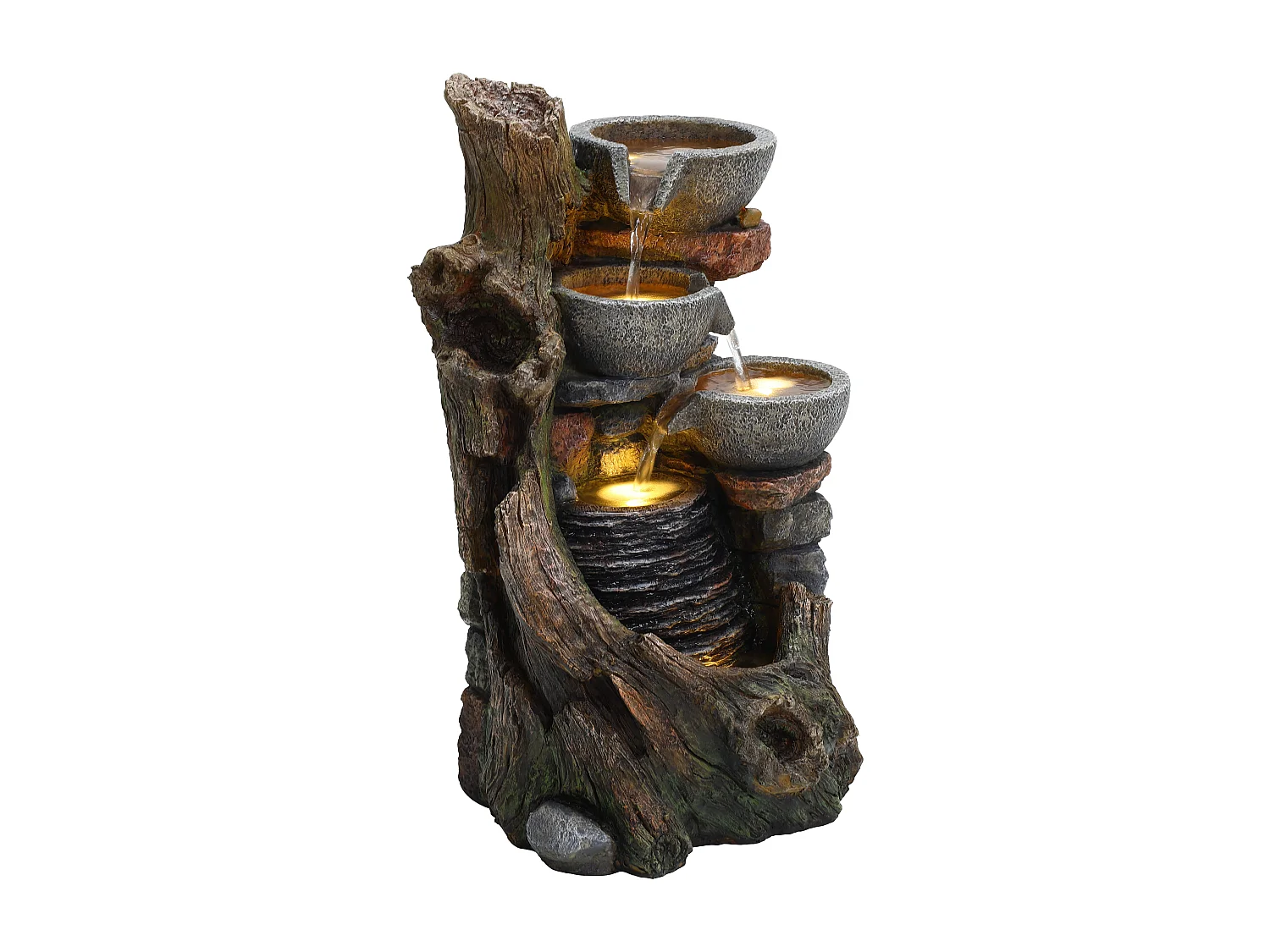 Fontaine de Jardin Cascade Électrique « Rustic Brook » Extérieure LED Pompe