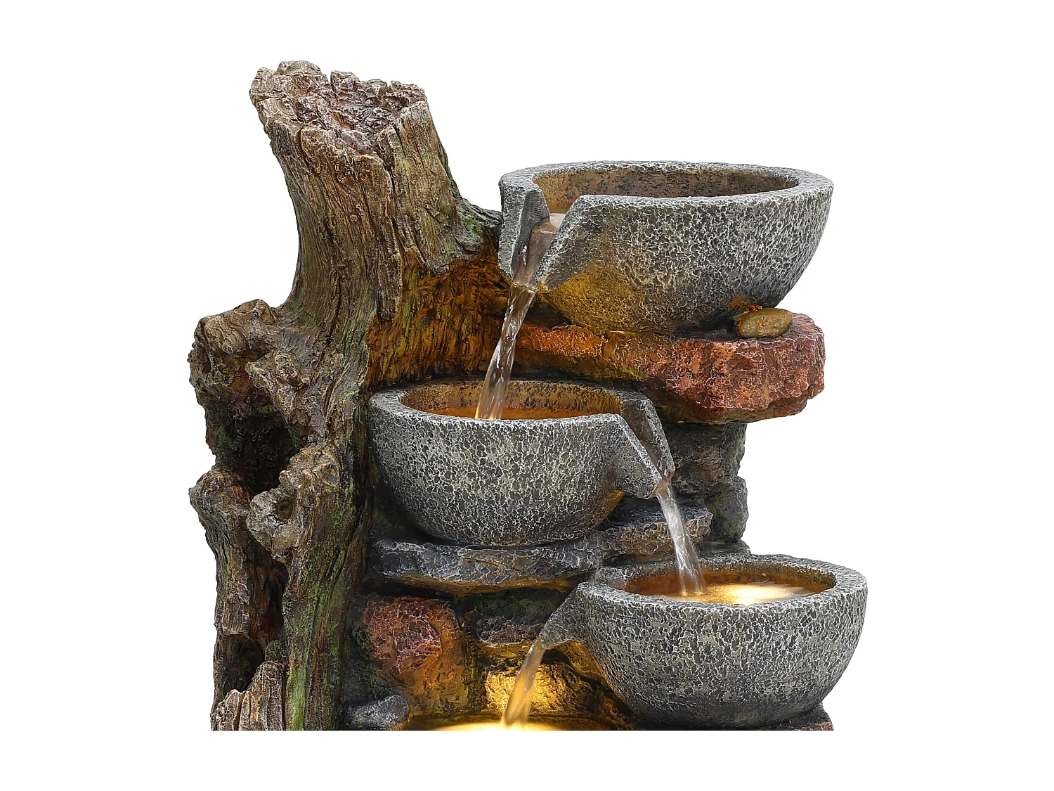 Fontaine de Jardin Cascade Électrique « Rustic Brook » Extérieure LED Pompe