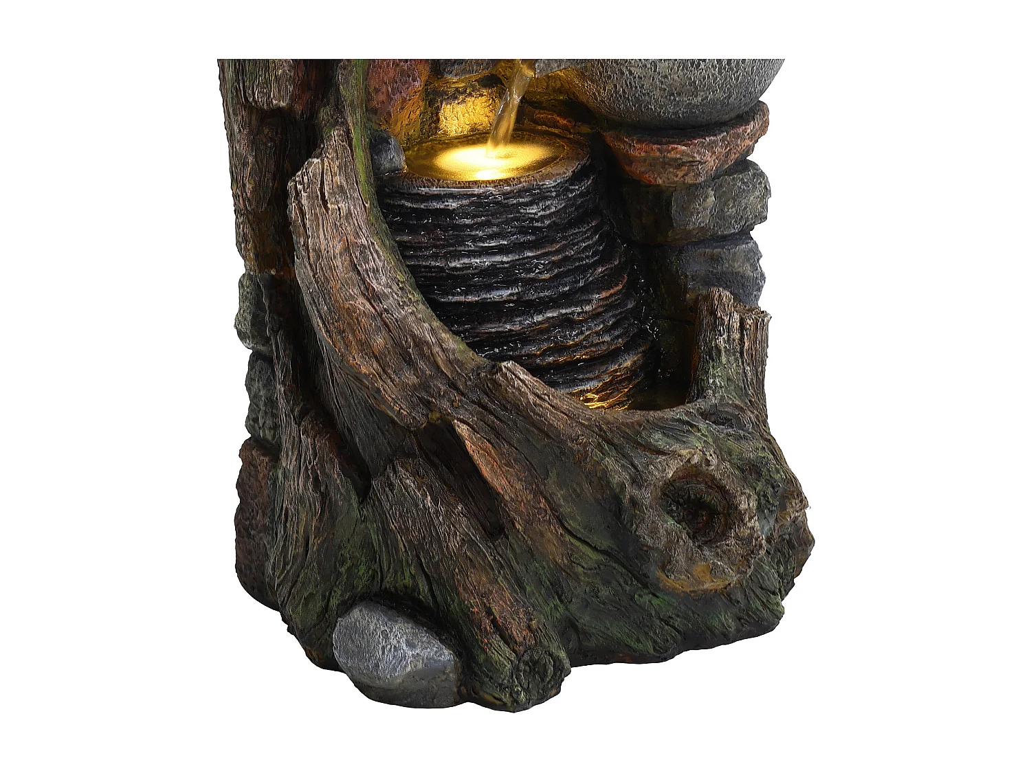 Fontaine de Jardin Cascade Électrique « Rustic Brook » Extérieure LED Pompe