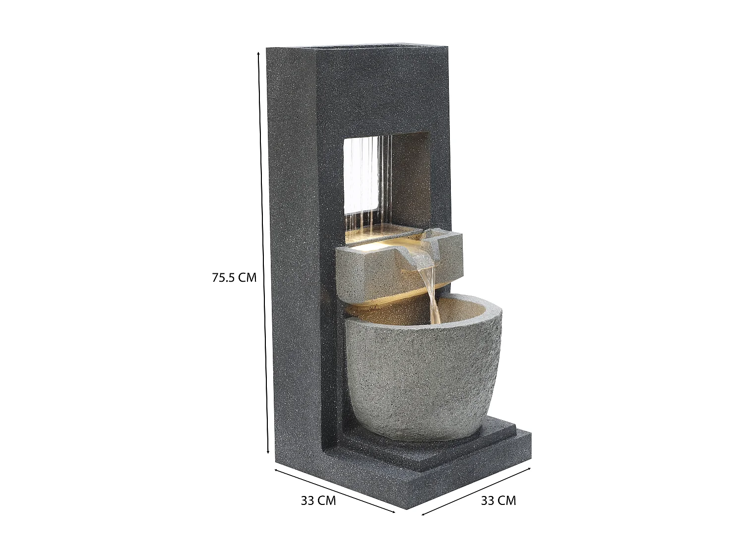 Fontaine de Jardin Cascade Électrique « Cascade Springs » Extérieure LED Pompe