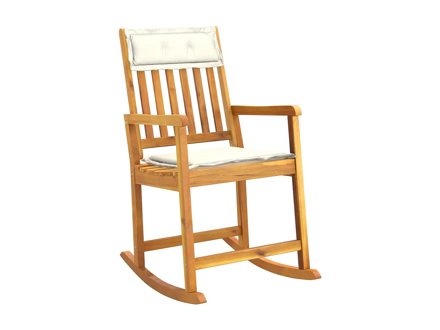 Chaise à bascule avec coussins bois massif d'acacia