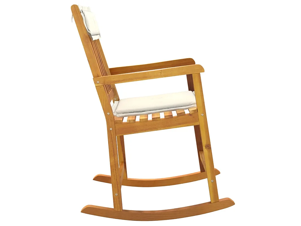 Silla mecedora con cojines de madera maciza de acacia