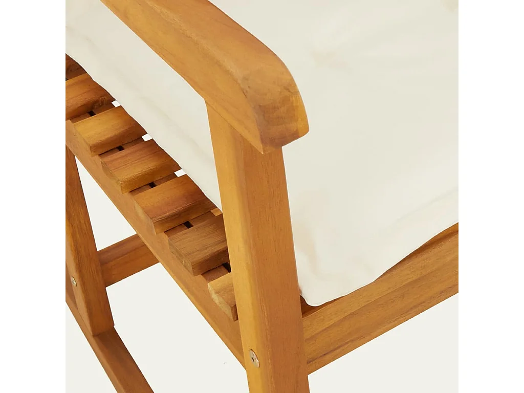 Silla mecedora con cojines de madera maciza de acacia