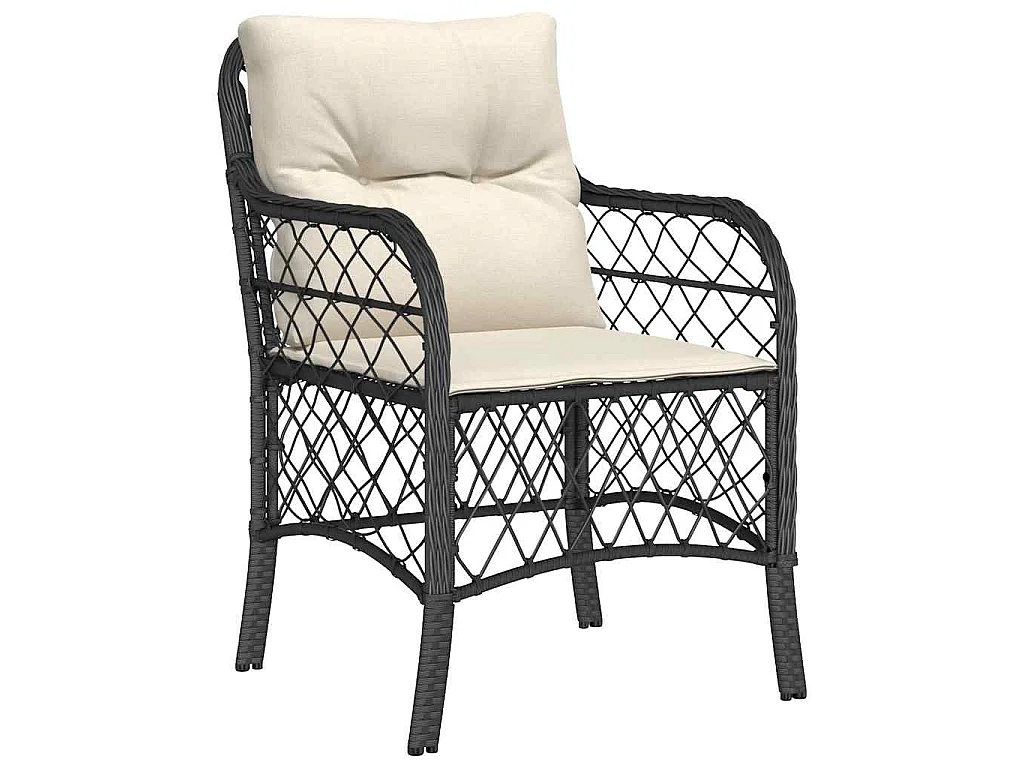 Chaises avec coussins lot de 2 noires résine tressée