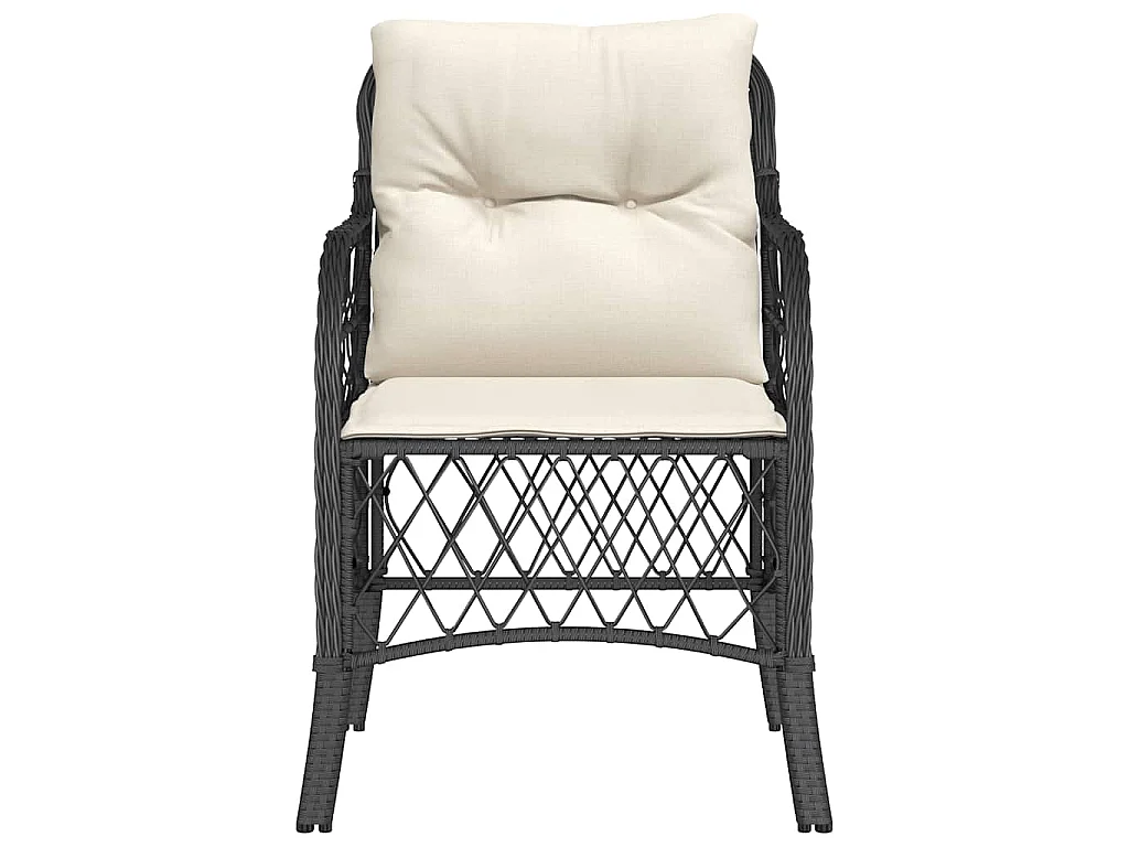 Chaises avec coussins lot de 2 noires résine tressée