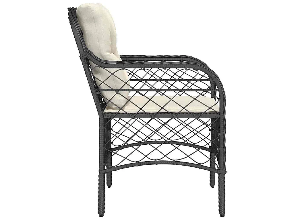 Chaises avec coussins lot de 2 noires résine tressée