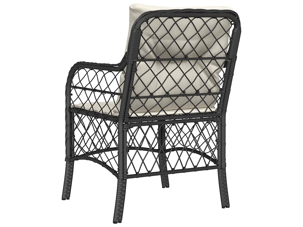 Chaises avec coussins lot de 2 noires résine tressée