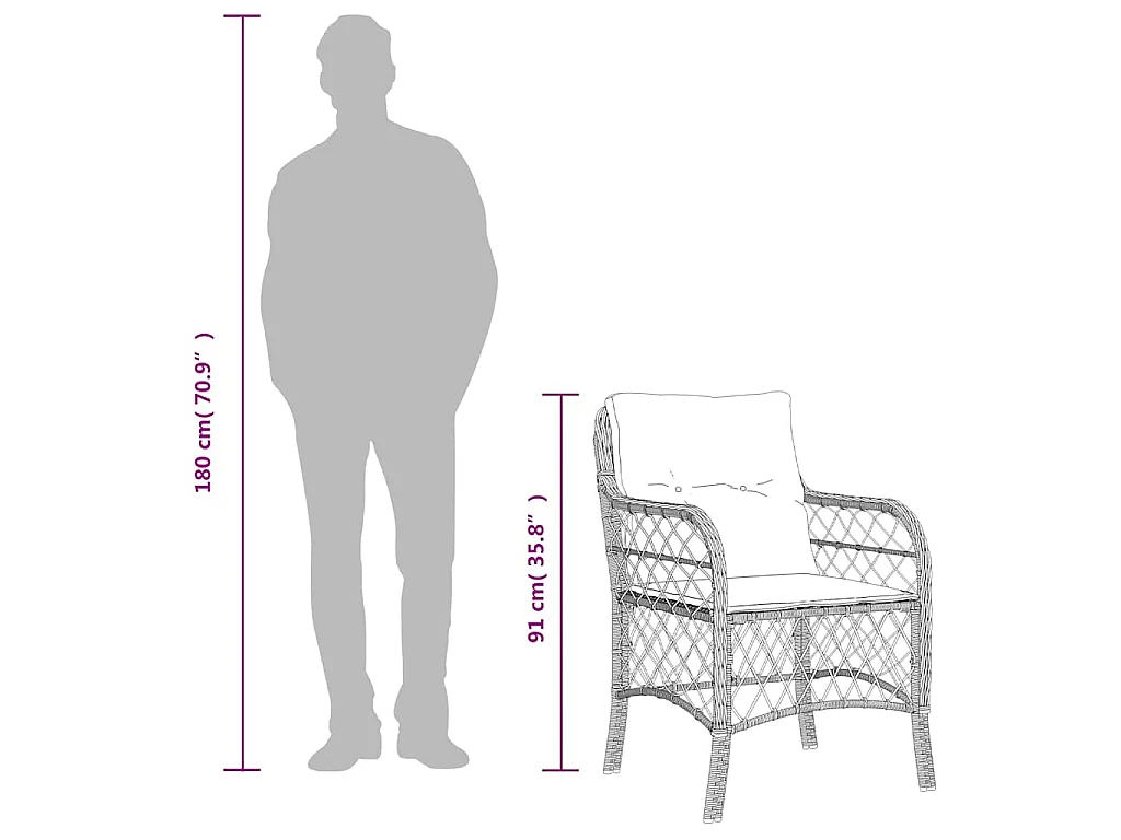Chaises avec coussins lot de 2 noires résine tressée