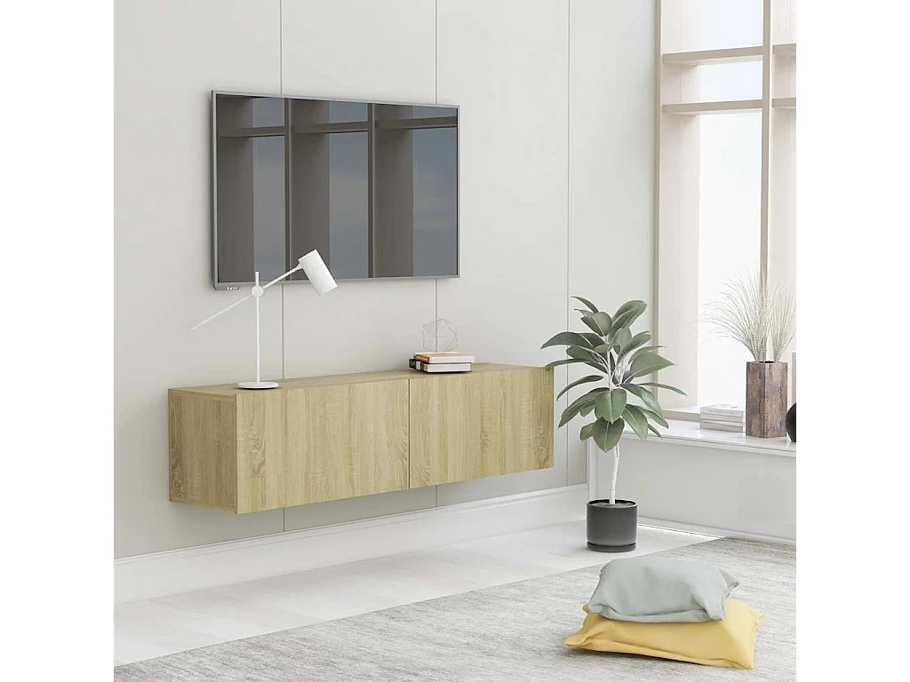 Meuble TV Chêne  120x30x30 cm Bois d’ingénierie